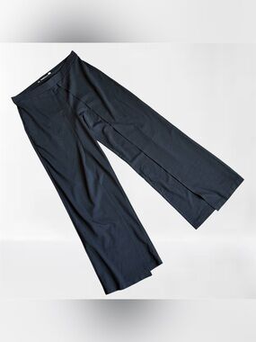 Betabrand Wrap-Front Dress Pant Yoga Pant Wide Leg Black XL